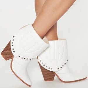 White Western Studded Booties